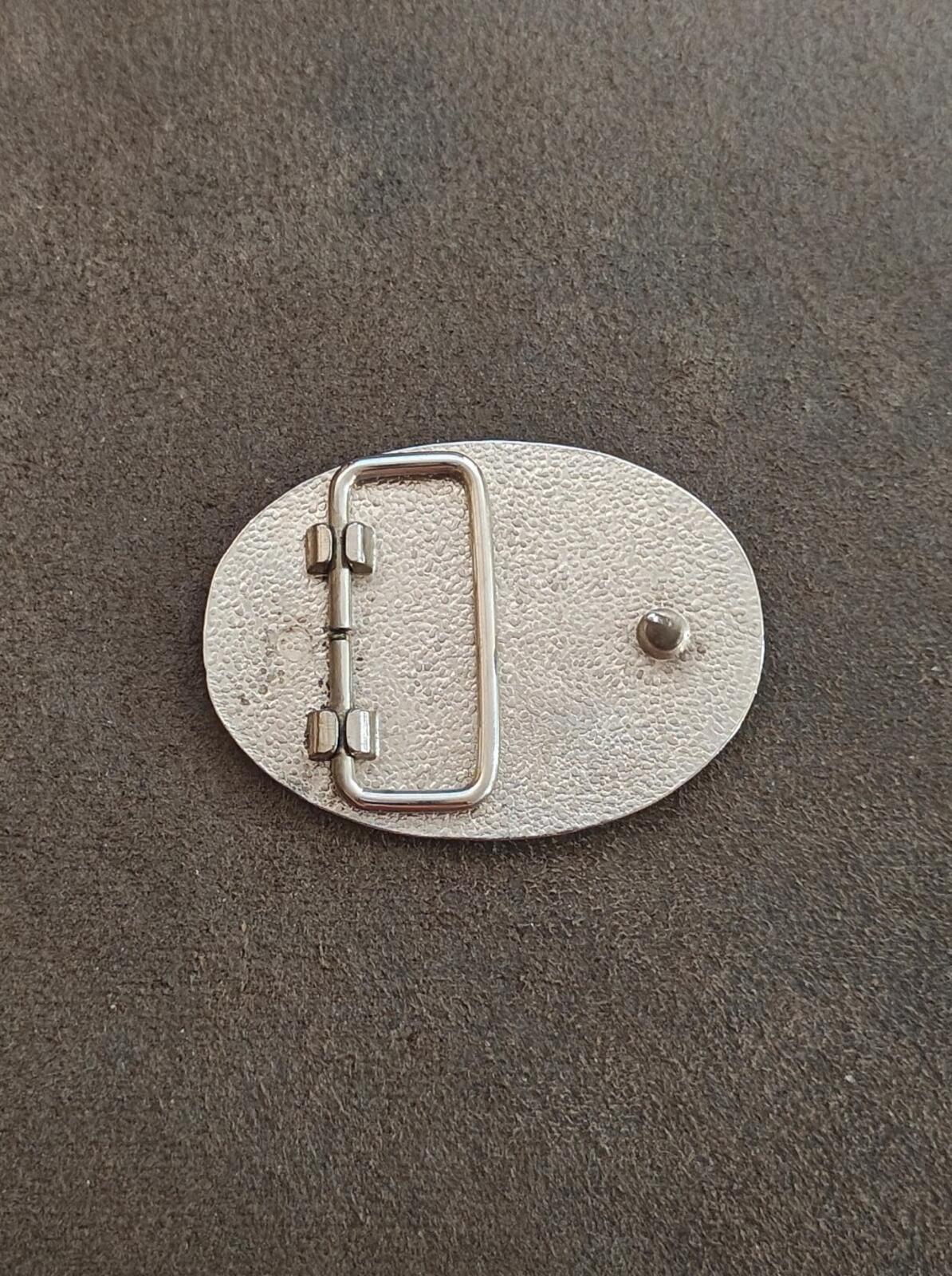 80s Silver Tone Western Style "The State of Texas" Lone Star Emblem Belt Buckle