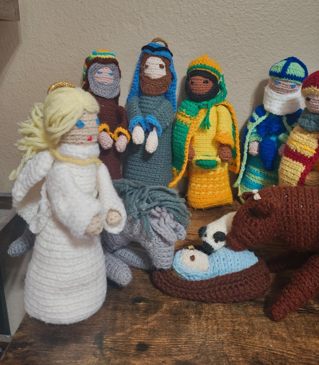 Handmade Crochet Nativity Set 12-Piece Amigurumi Christmas Decor
