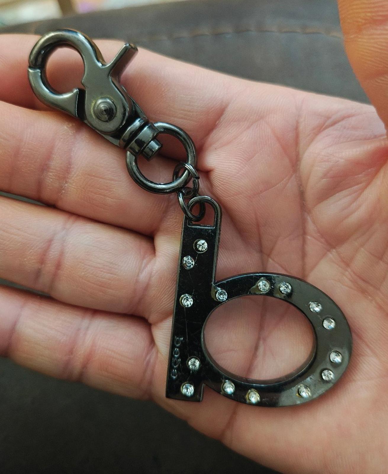 Y2K Vintage Bebe Gunmetal With Crystals Letter "B" initial Keychain