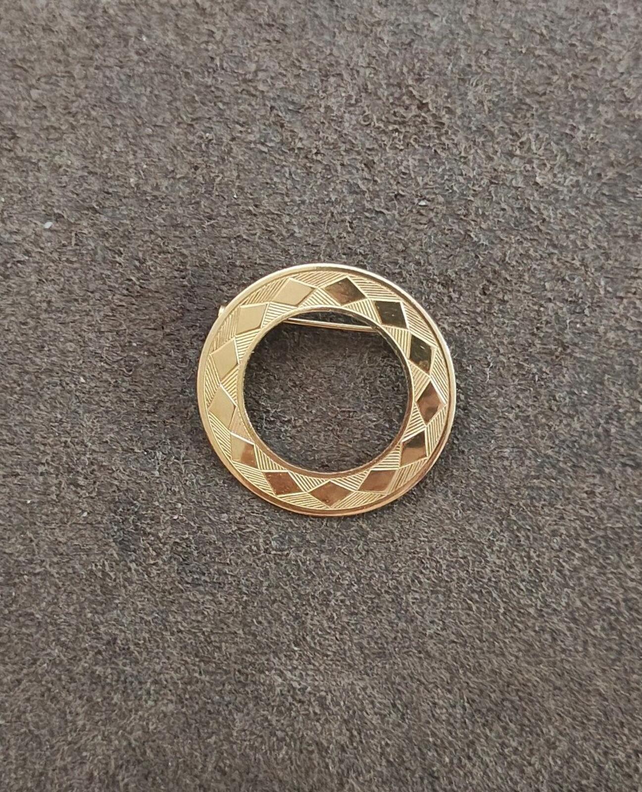 1950s Mid Century Modern Gold Tone Circle Brooch