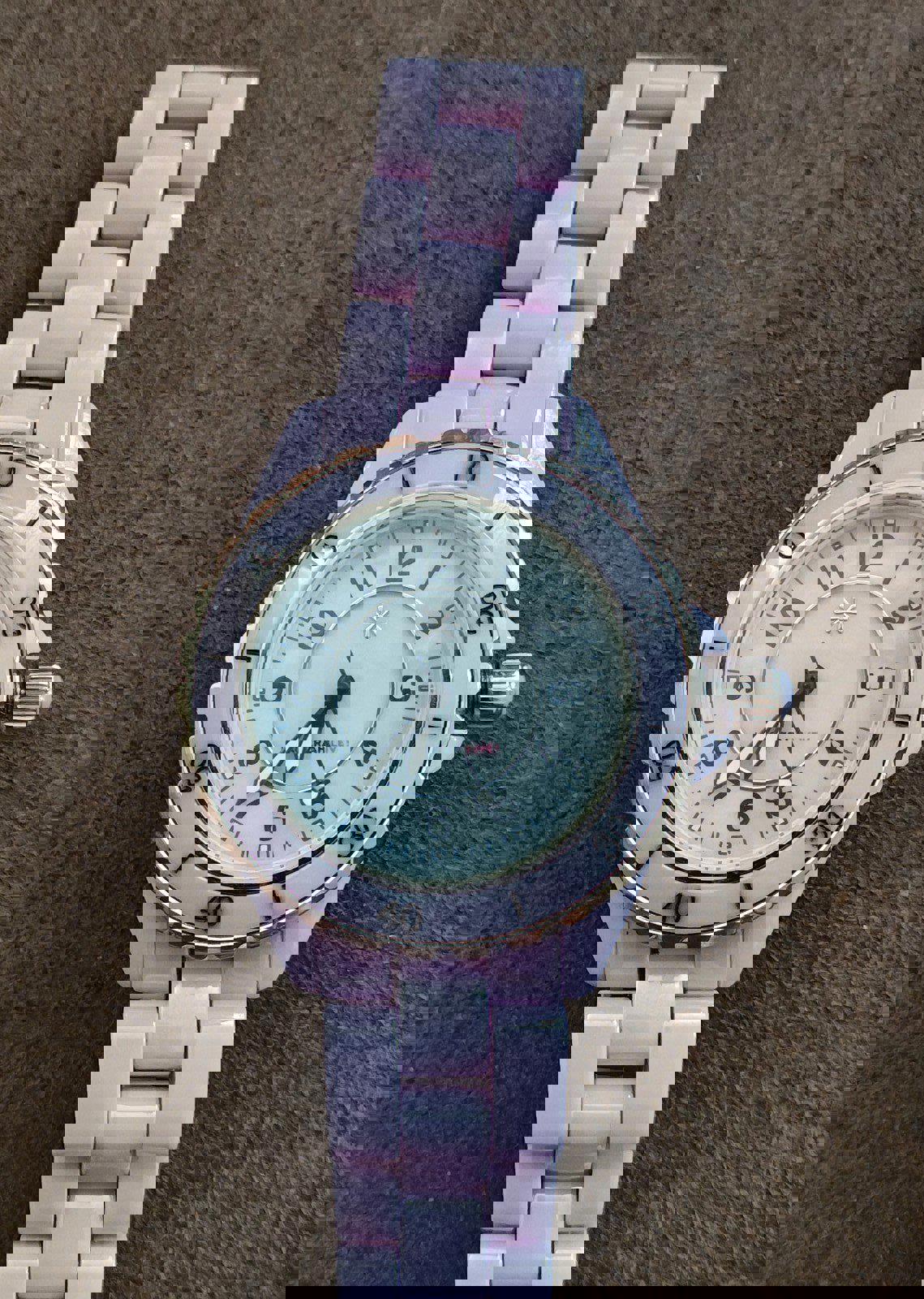 90's Isaac Mizrahi Live! Ceramic Purple Watch With Mother Of Pearl Dial