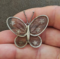 1960s/70s Silver Tone Mesh Butterfly Brooch & Pendant-Dual-Use Pin
