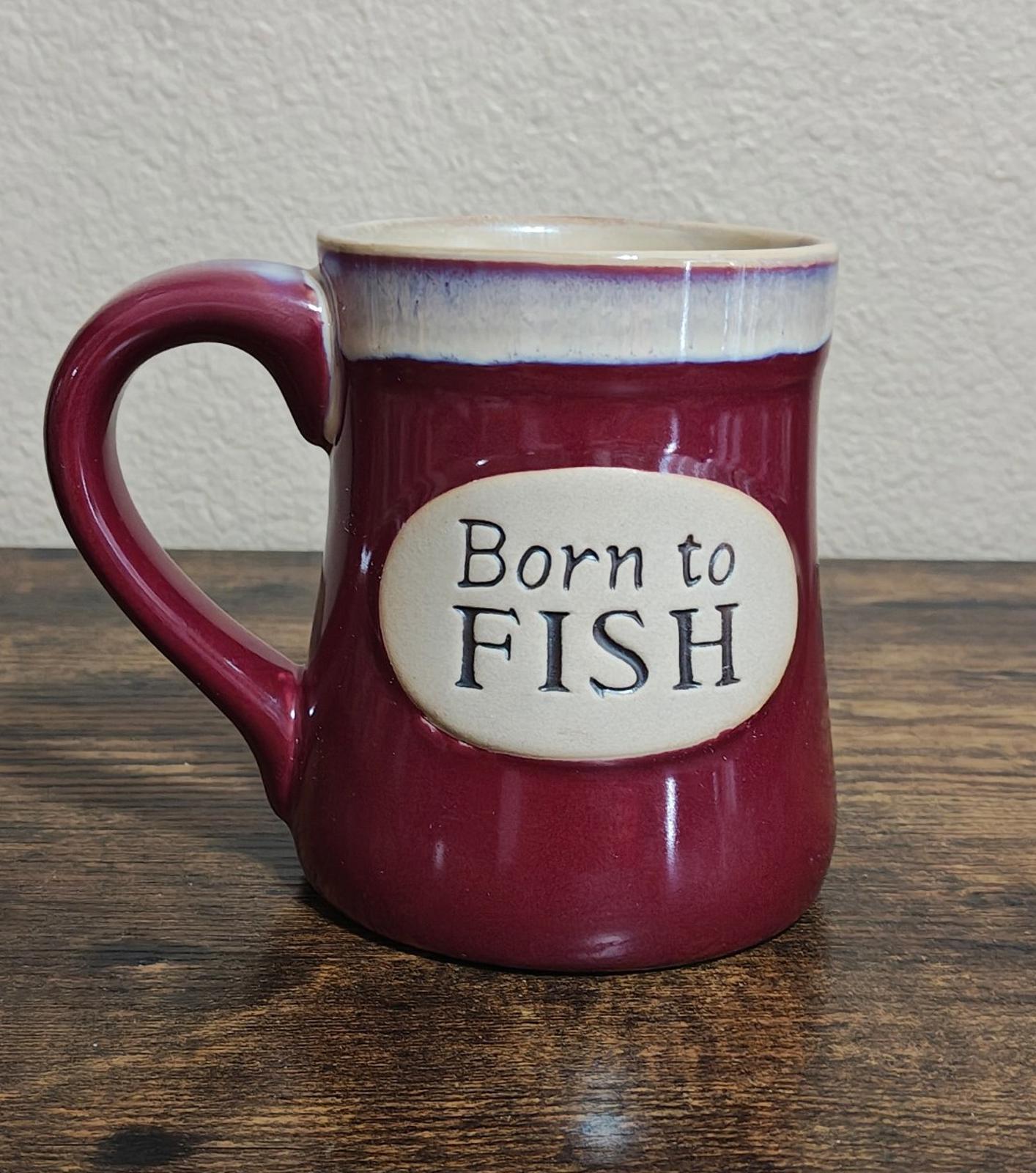 Great Born to Fish Serenity Prayer Porcelain 18 oz Red Mug