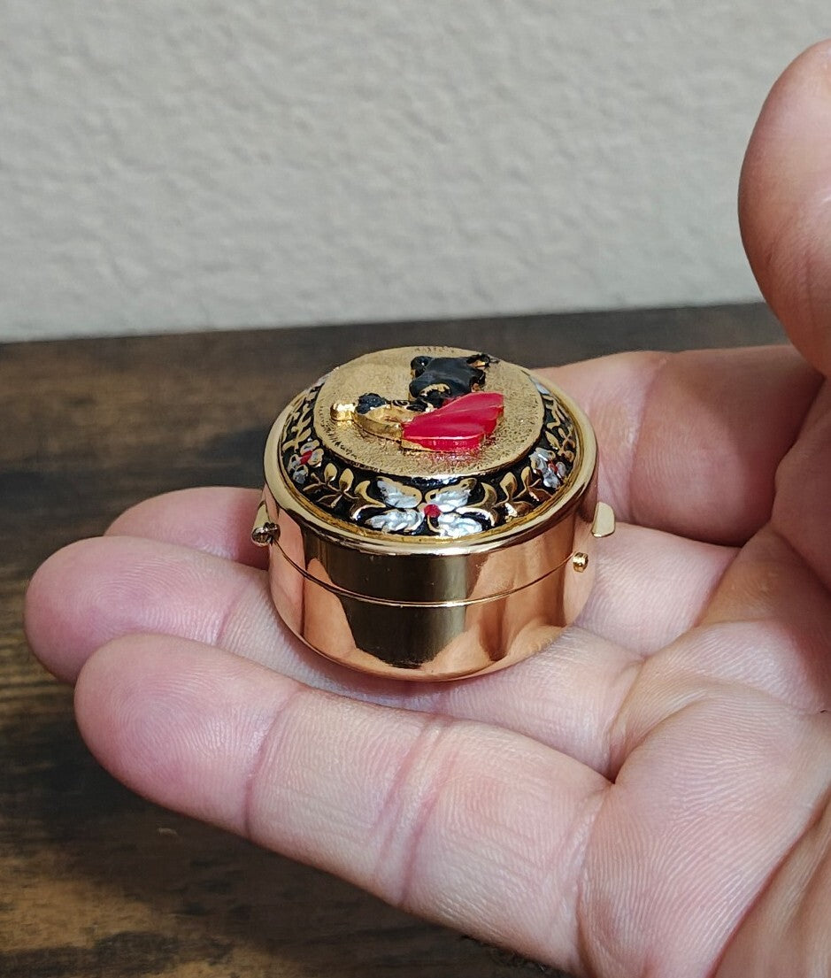1950s/60s Spanish Toledo Damascene Style Matador Bull Trinket Box