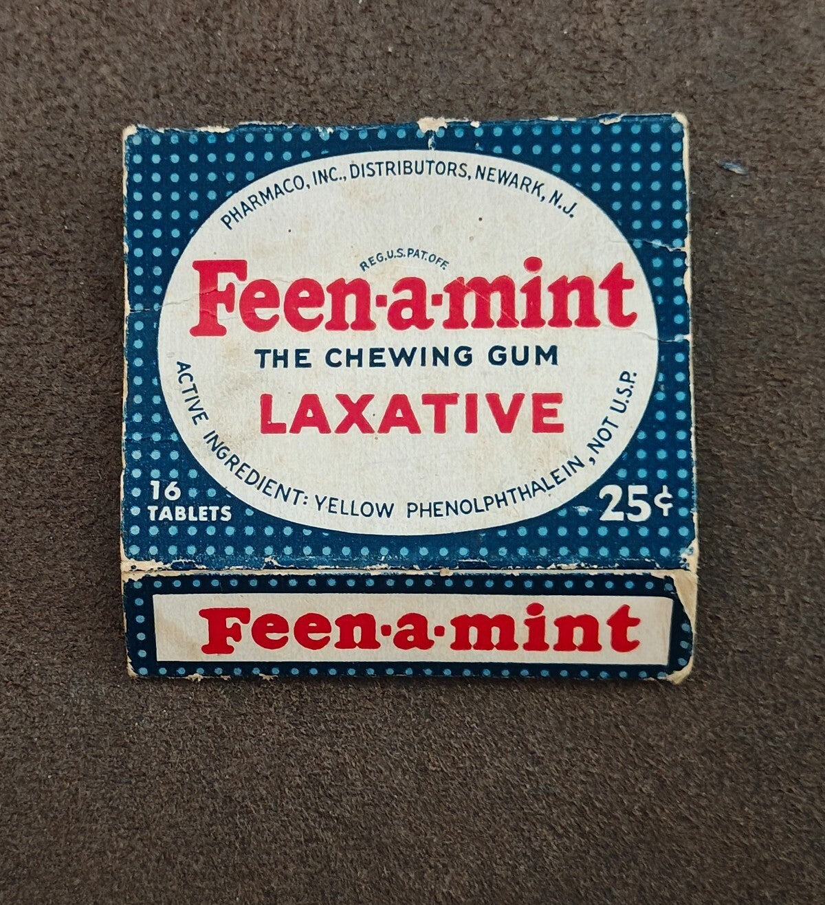 1920s/30s Rare Feen-A-Mint Laxative Chewing Gum (Box Only)