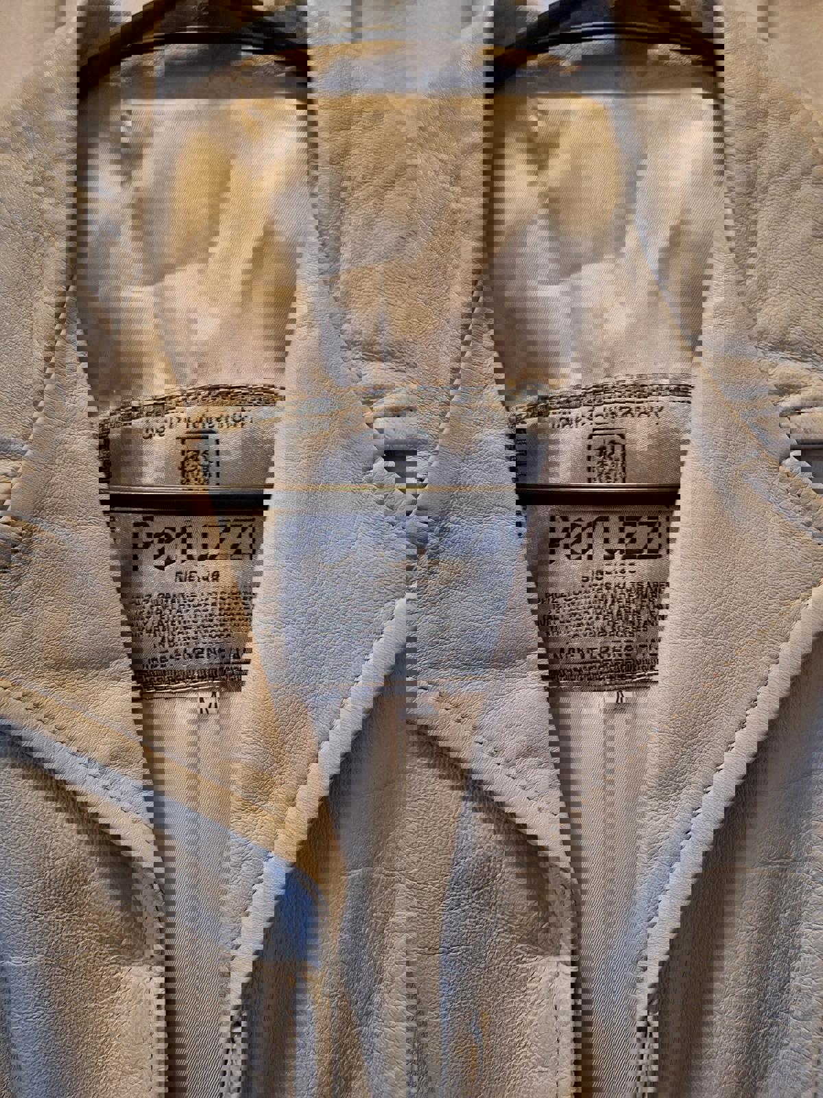 Peruzzi Cream Colored Leather Jacket Made in Florence, Italy