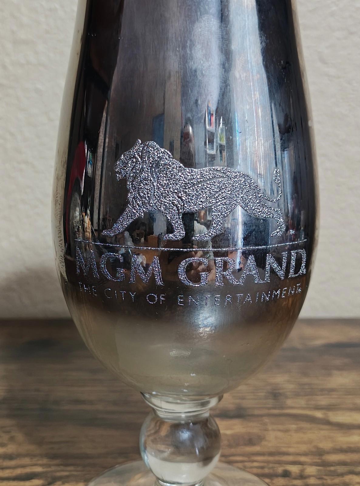 1990's Mirrored MGM Grand Hollywood Las Vegas Goblet/Hurricane Glass
