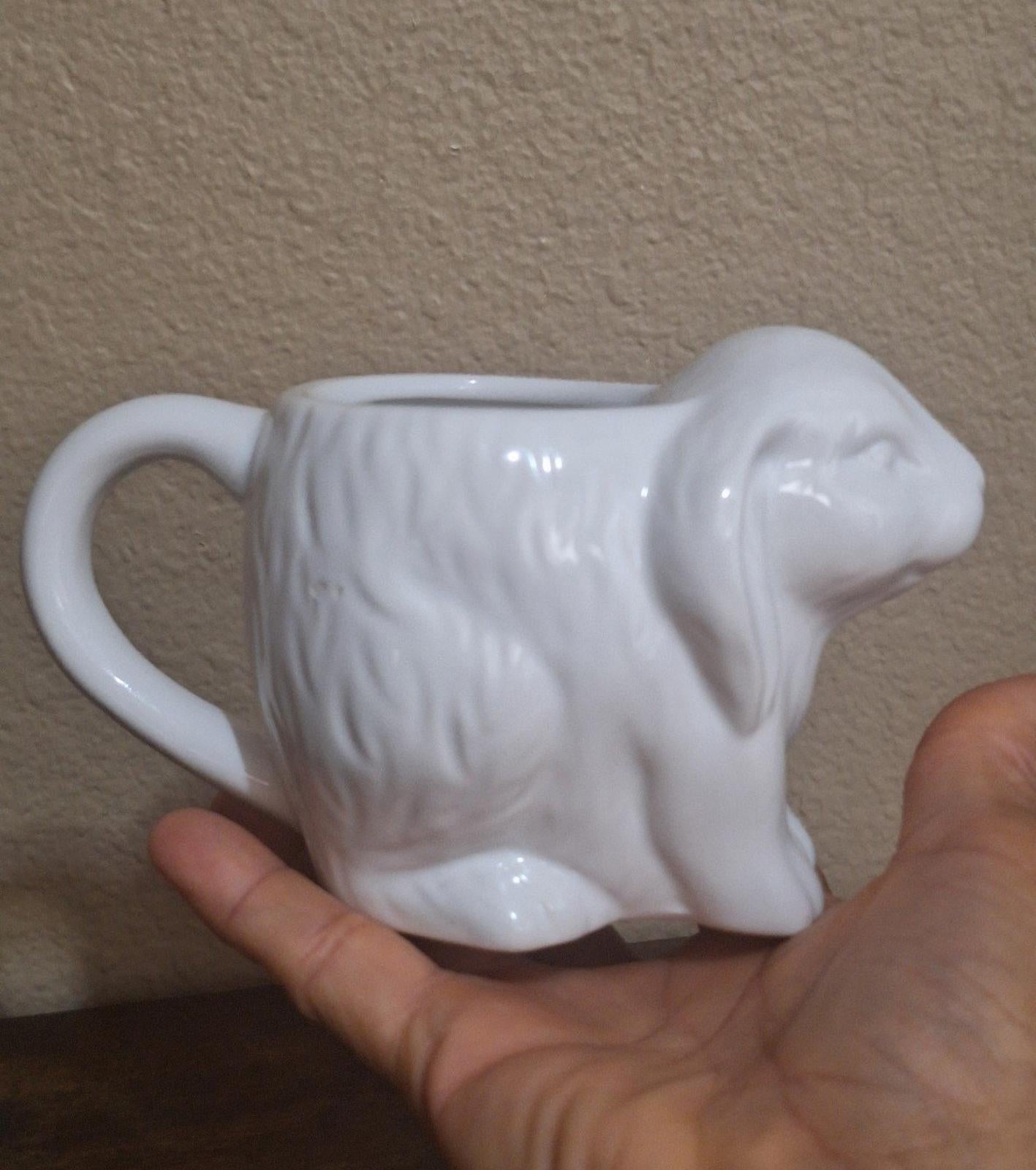 3D Embossed White Bunny Ceramic Mug