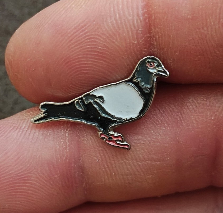 Miniature Pigeon Silver Tone Enamel Pin