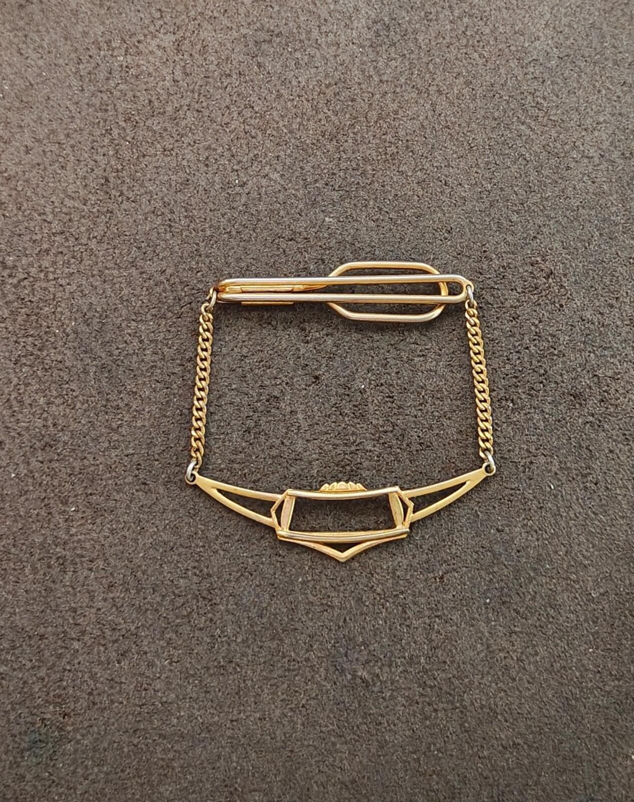 1930s Art Deco Style Gold Tone Tie Bar/Tie Clip