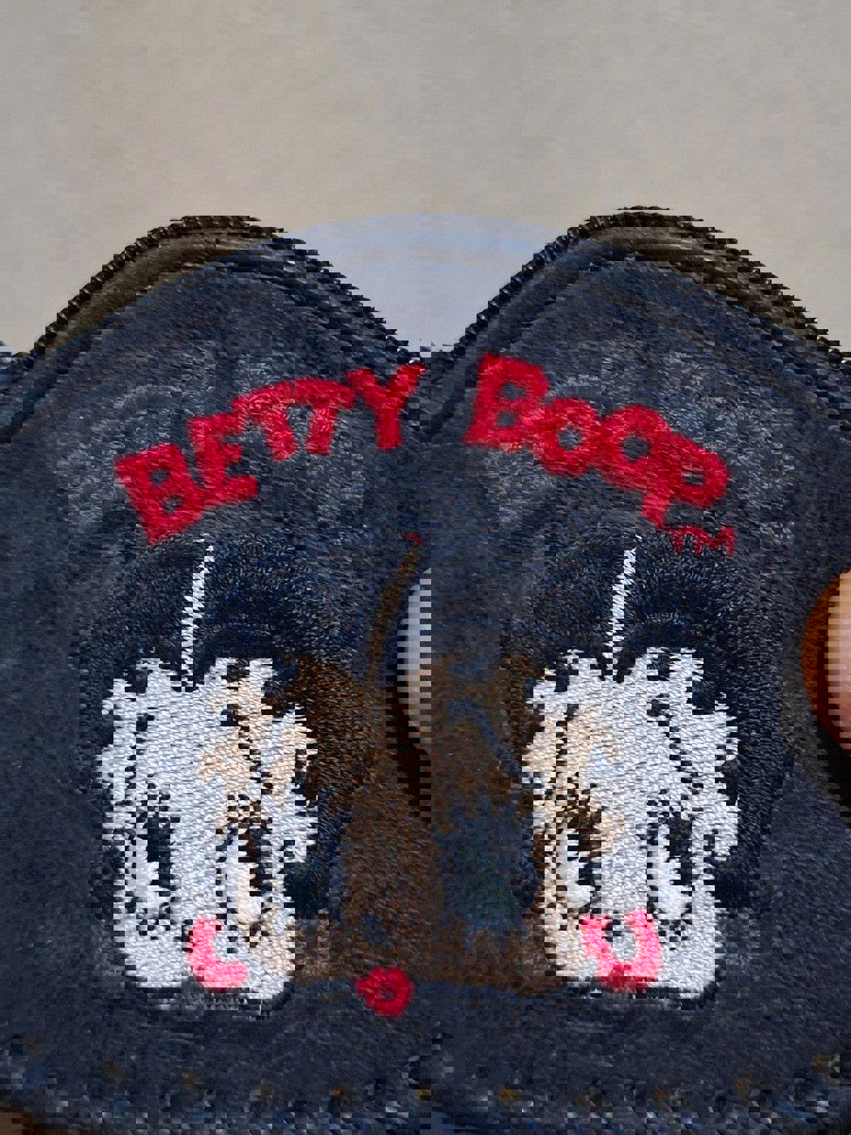 1995 Betty Boop Black Embroidered Genuine Leather Coin Purse