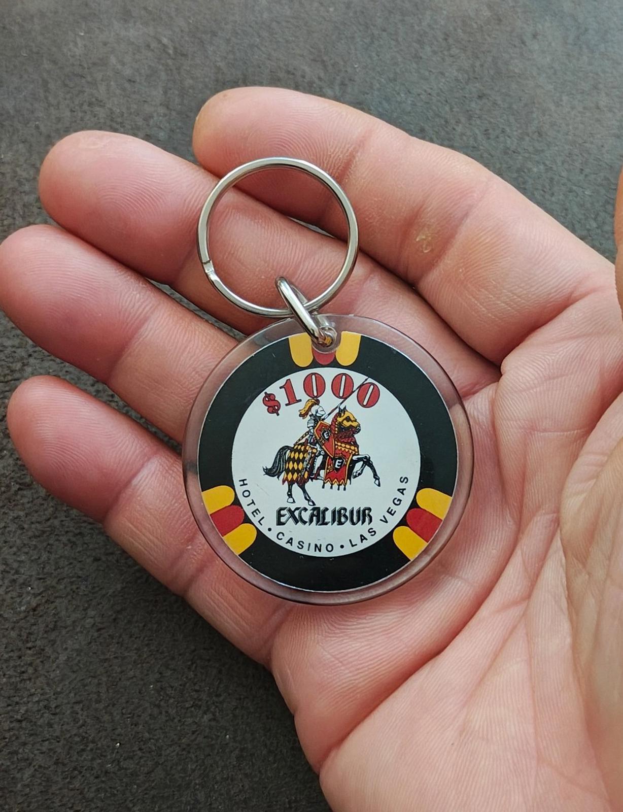 1990s Vintage Excalibur Hotel & Casino Las Vegas $1000 Chip Plastic Keychain