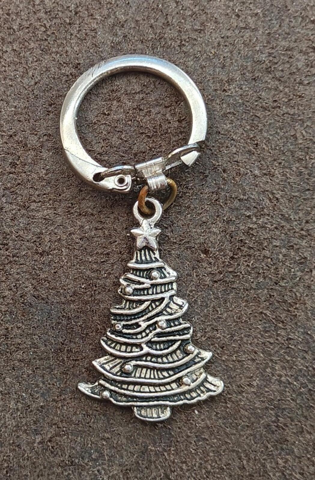 1980s Pewter Christmas Tree Keychain