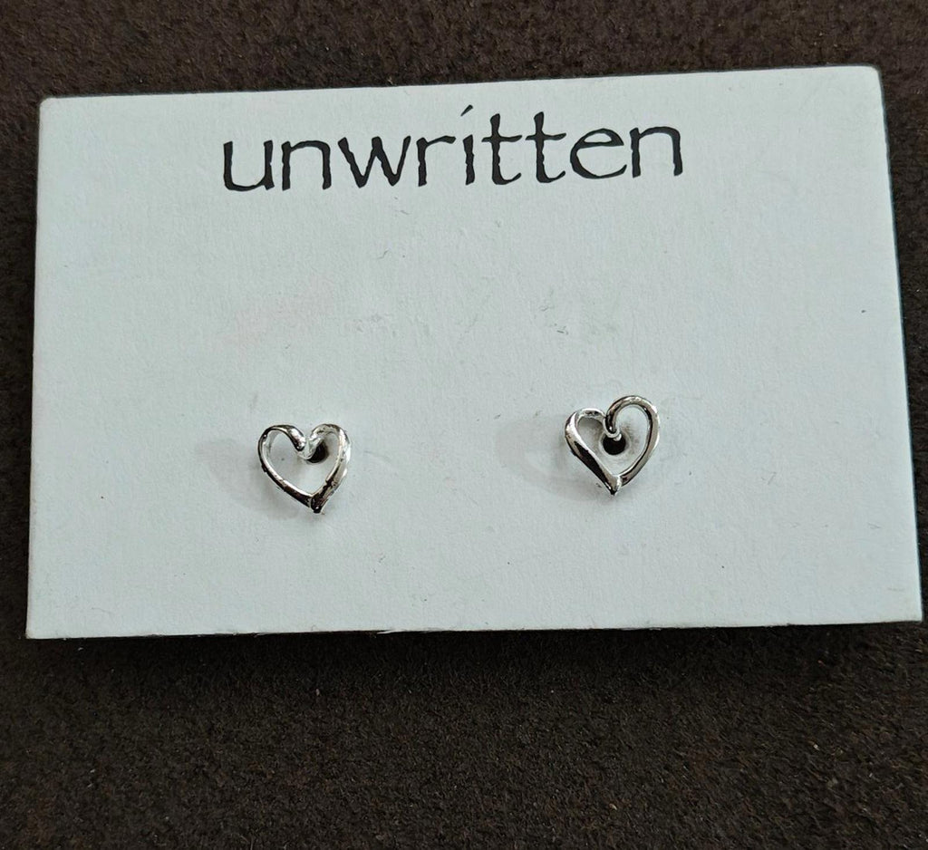 Unwritten Small Sterling Silver Open Heart Stud Earrings