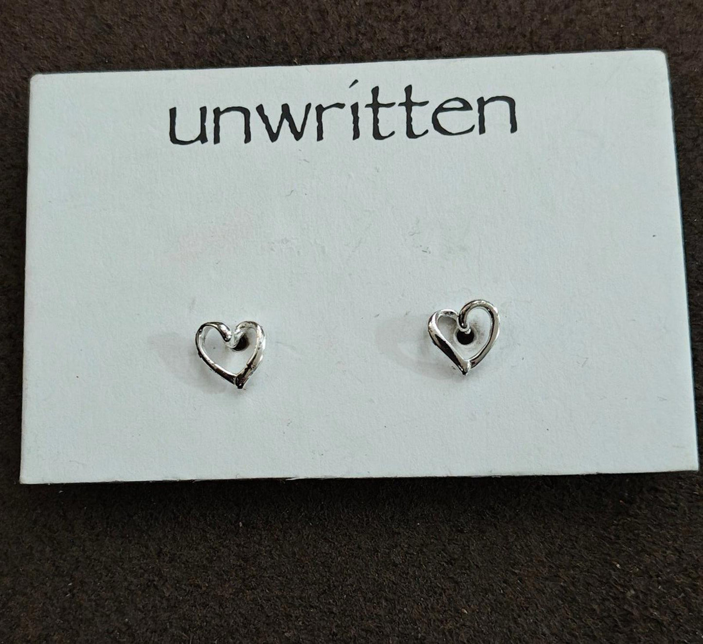 Unwritten Small Sterling Silver Open Heart Stud Earrings
