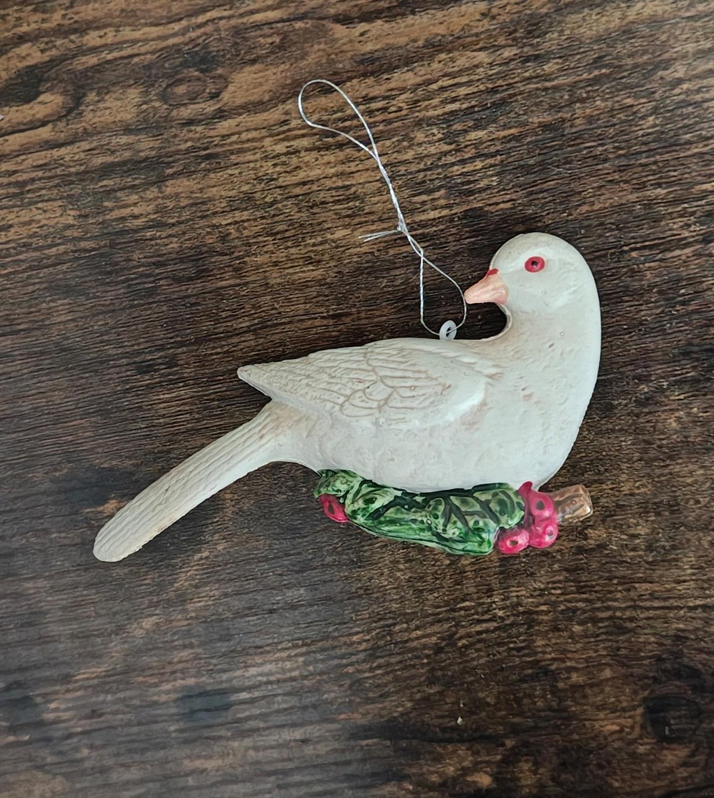 1960s Vintage White Dove Dove Plastic Christmas Ornament
