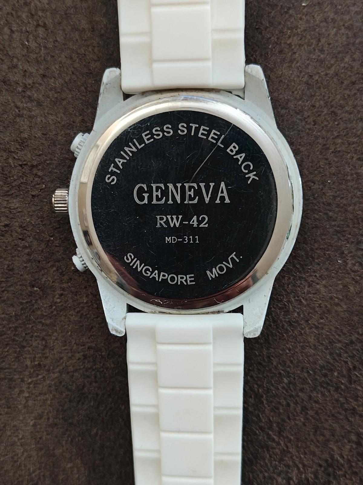 Geneva Beige Dial White Rim Silicone Band Women's Quartz Watch