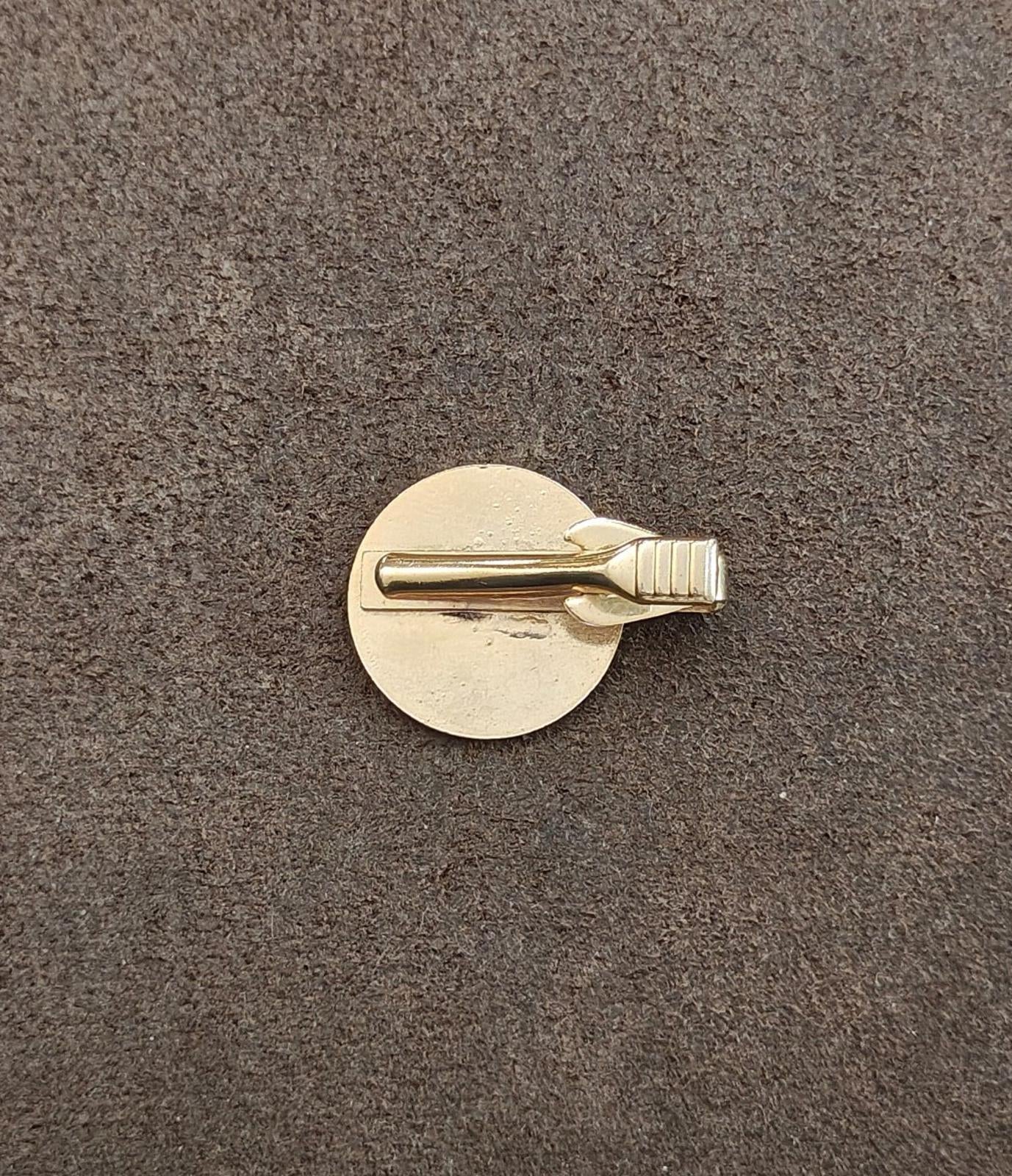 1950s/60s Rare Gold Tone Blue Enamel Man In a Suit Holding a Suitcase Tie Clip