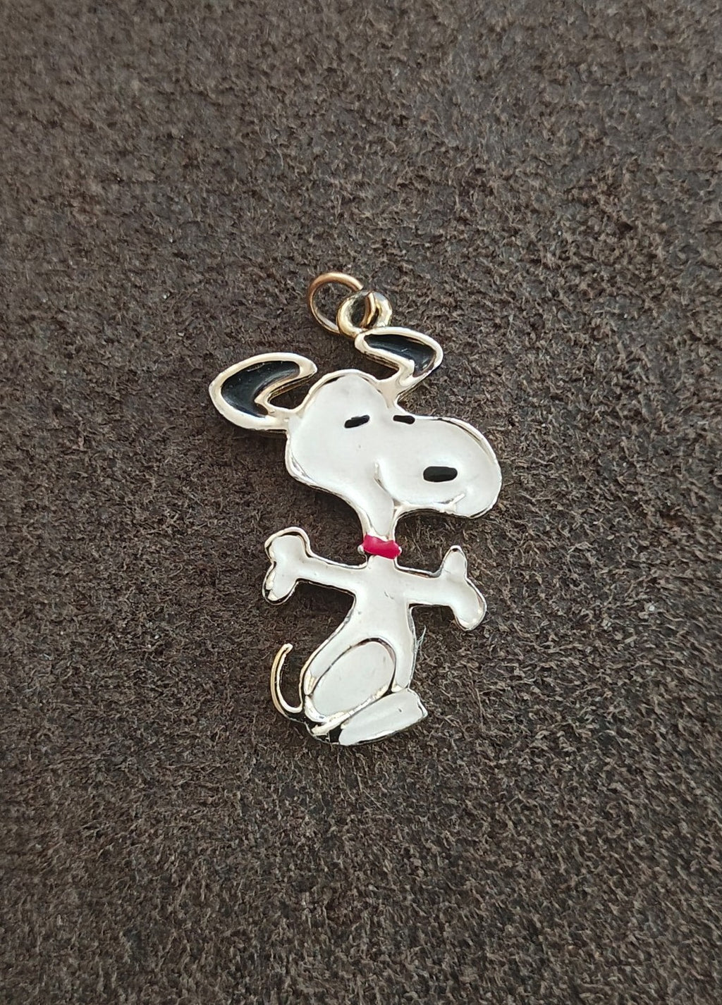 1970s Snoopy Gold Tone Enamel Charm Pendant