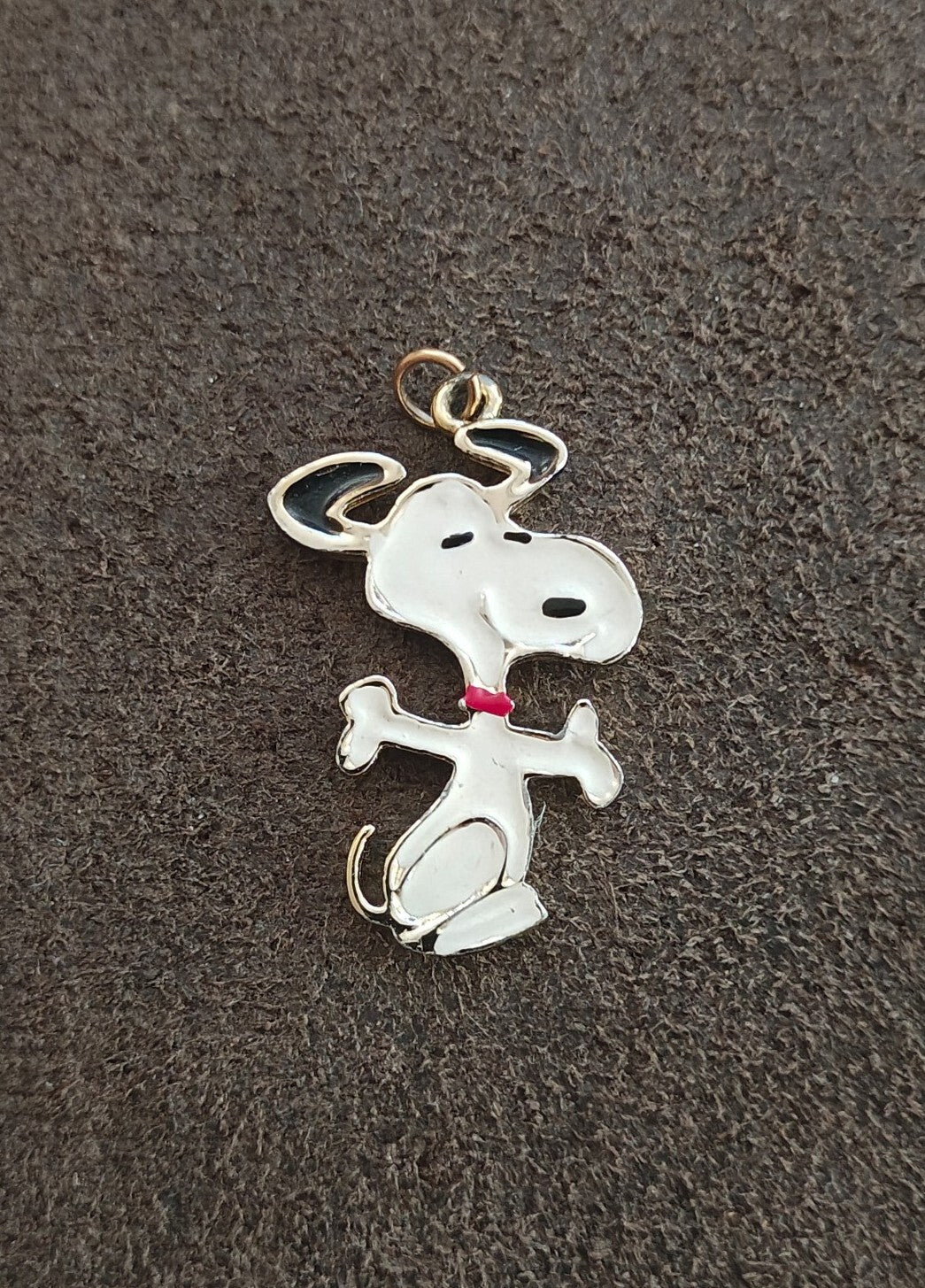 1970s Snoopy Gold Tone Enamel Charm Pendant