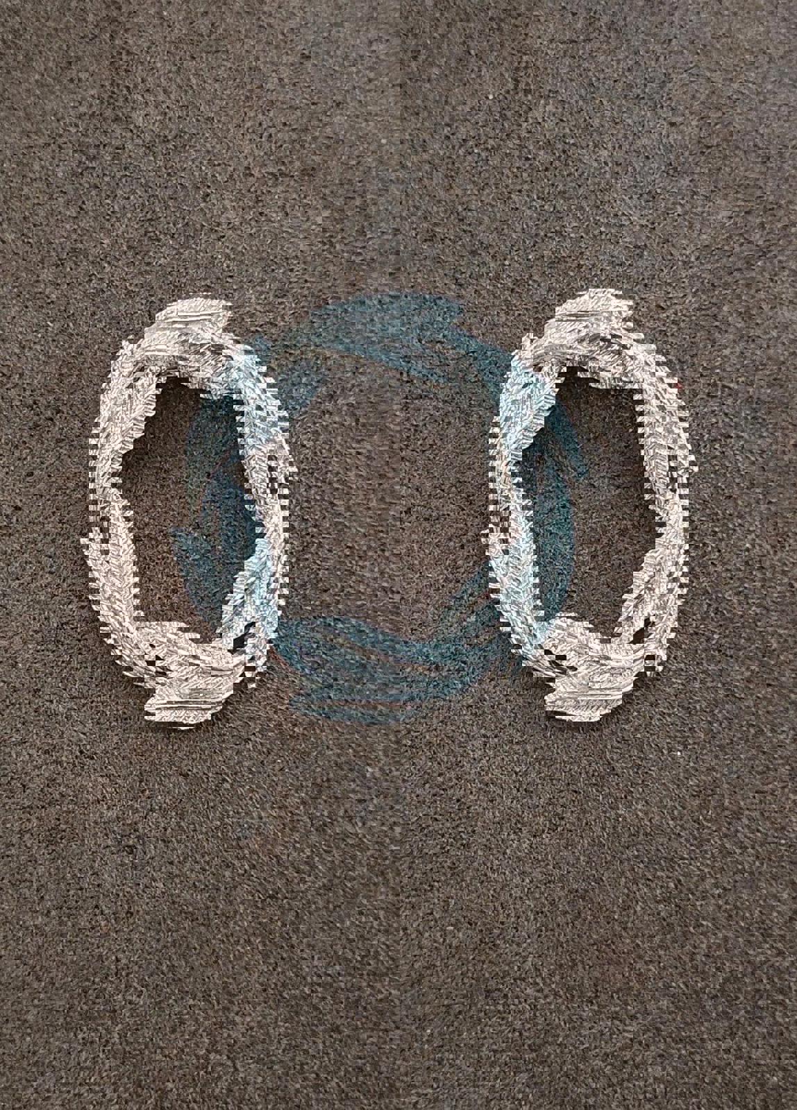 1960's Signed Gerry's Silver Tone Textured Circle Leaf Pin Brooch