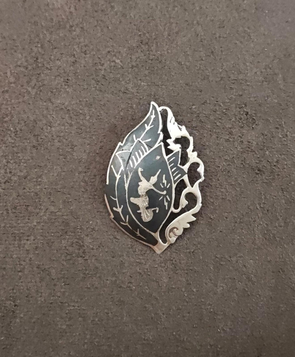 1950s Rare Sterling Silver Siamese Niello Brooch