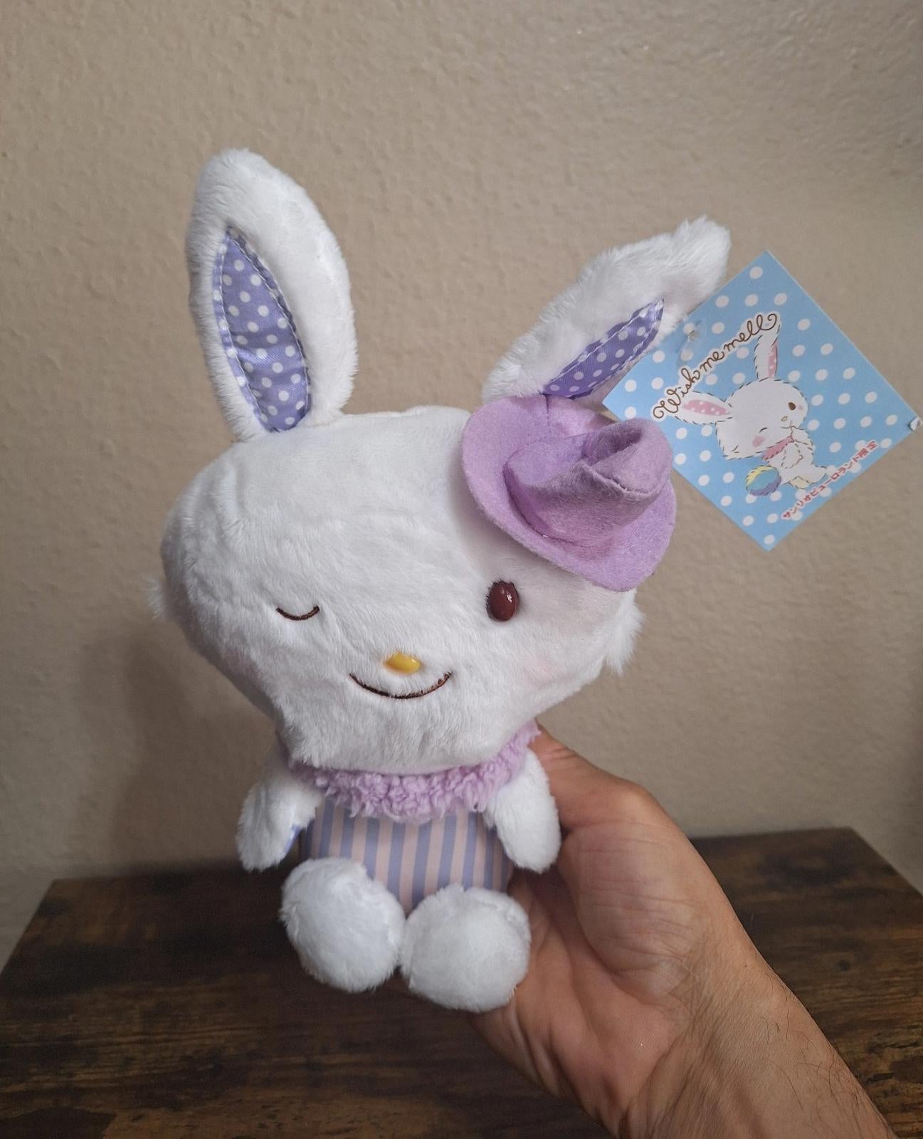 Cute Rare Wish Me Mell Sanrio Purple Hat Plush Striped Conjuror Magician Bunny.