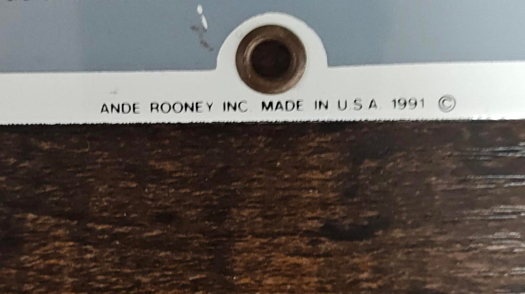 1991 Ande Rooney "The Rules of This House" Porcelain Enamel Metal Sign