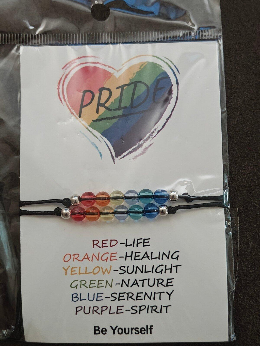Set Of 2 LGBTQ+ Adjustable Rainbow Pride Beaded Wish Bracelets New