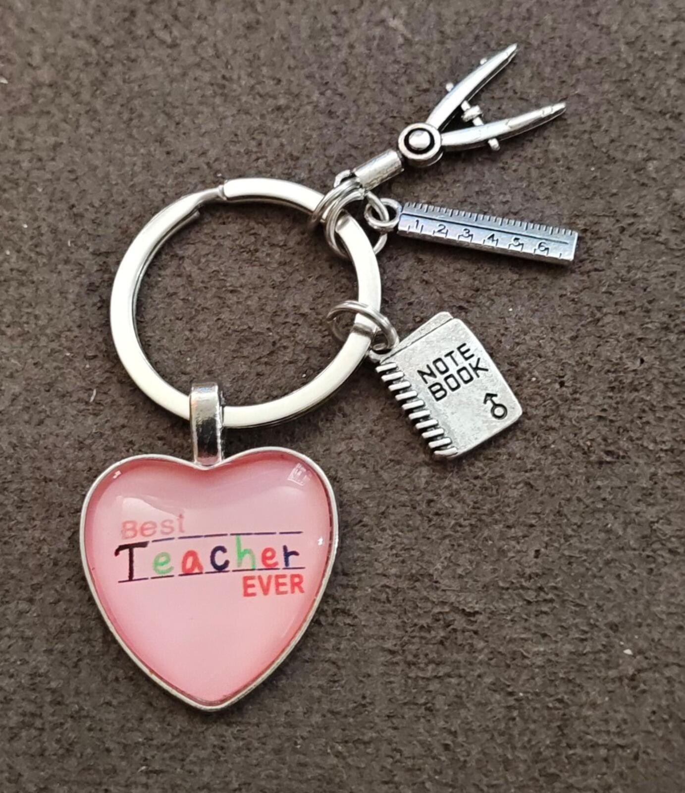 Best Teacher Ever Teacher Appreciation Silver Tone Keychain