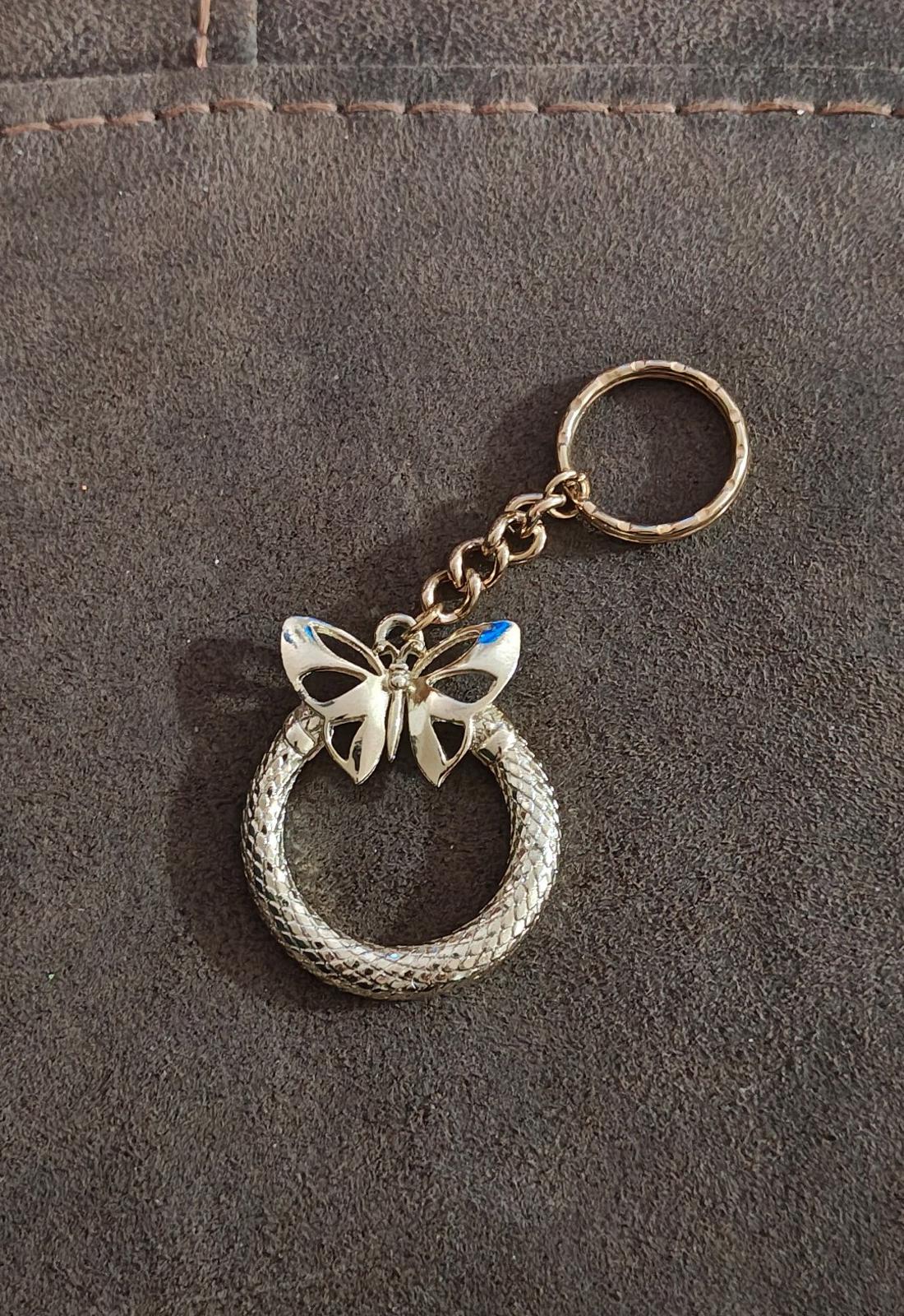 Pretty Gold Tone Butterfly Keychain