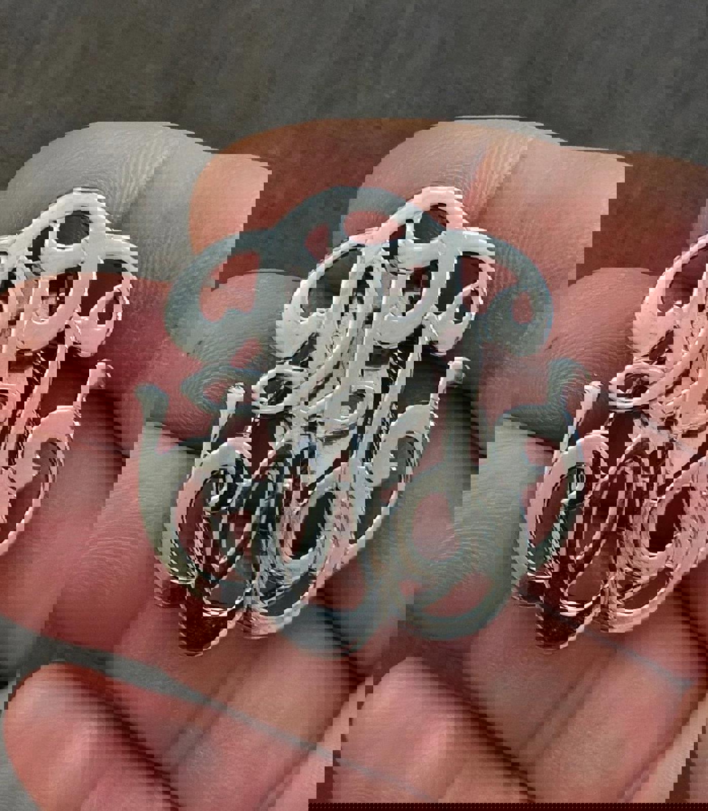 1980s Fancy Monogram Silver Tone Scarf Clip