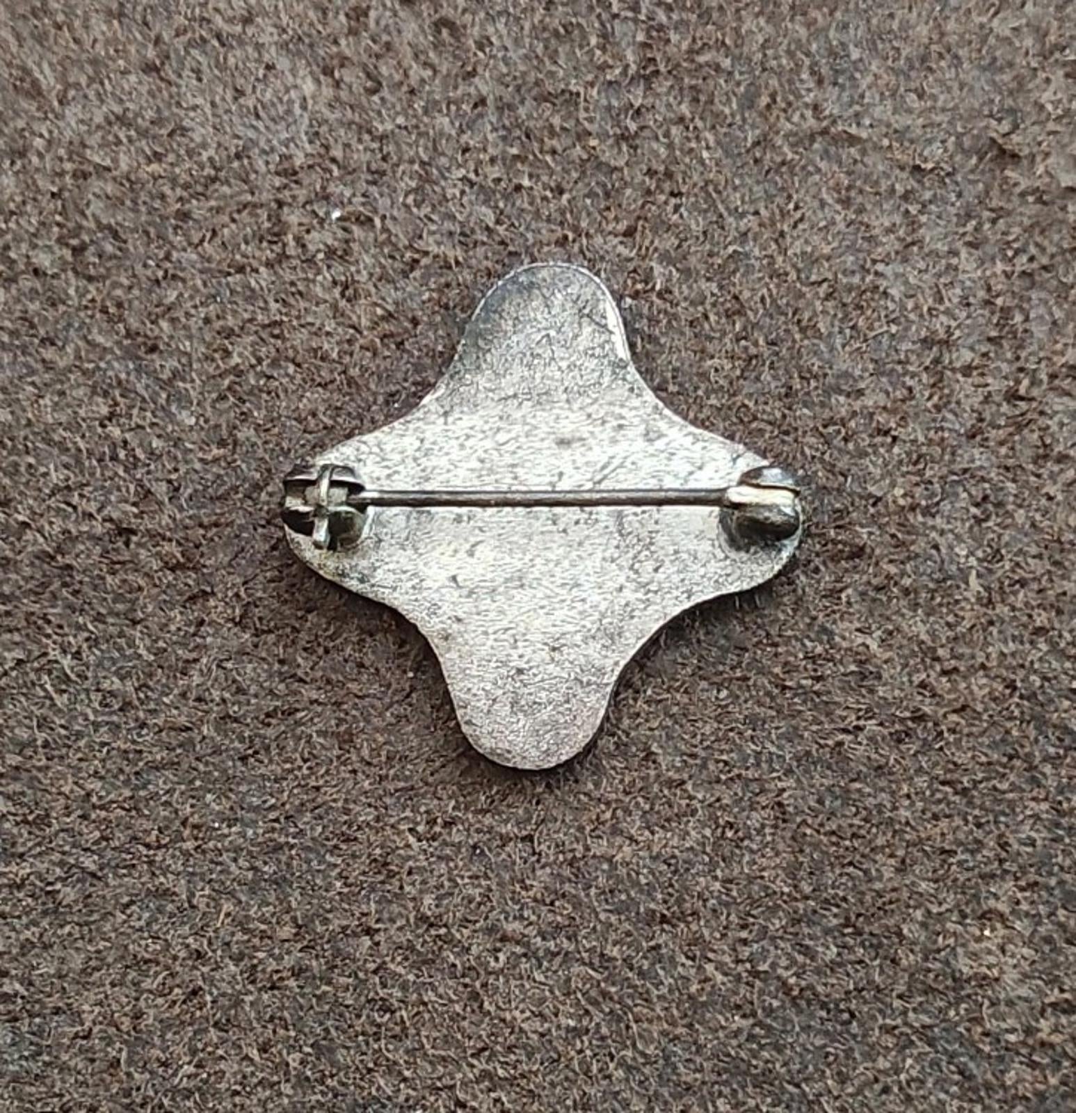 Vintage Girl Guards membership badge pin reverse, silver-tone back with pin and clasp
