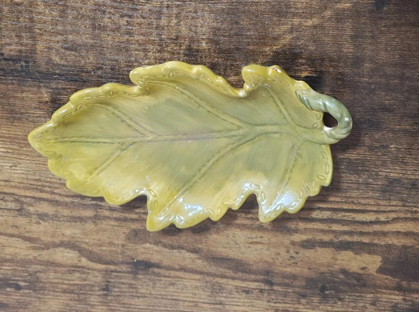 1950s/60s Glazed Ceramic Leaf Dish