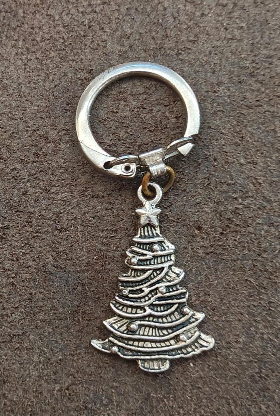 1980s Pewter Christmas Tree Keychain