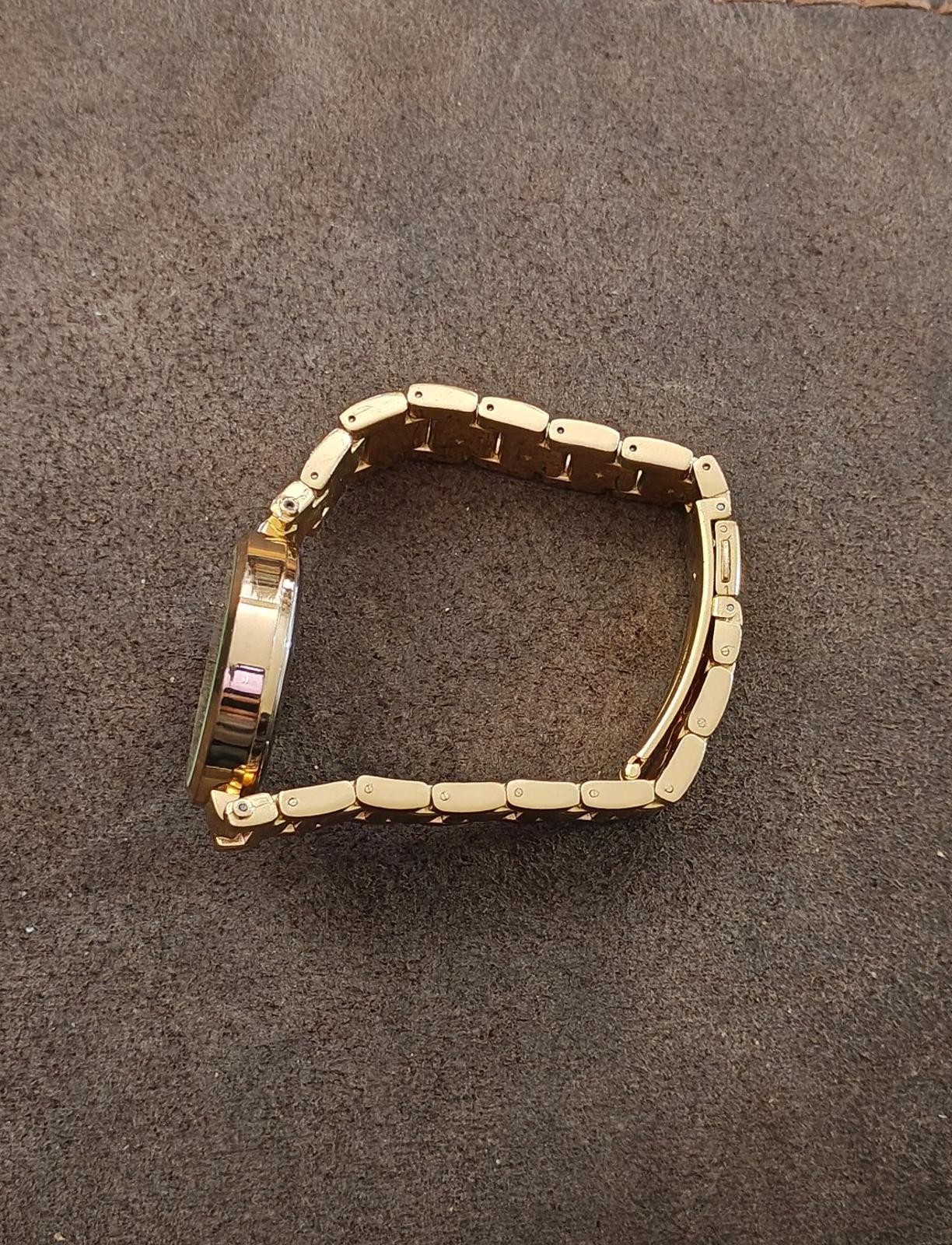 Ellen Tracy Roman Numerals Gold Dial With Crystal Accents Ladies Watch