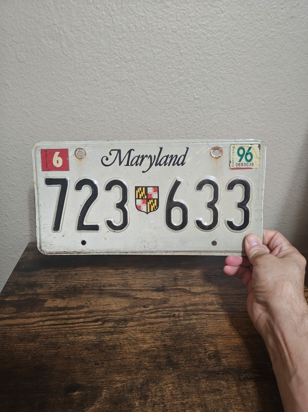 Maryland License Plate 1996 State Shield Emblem/Garage Decor