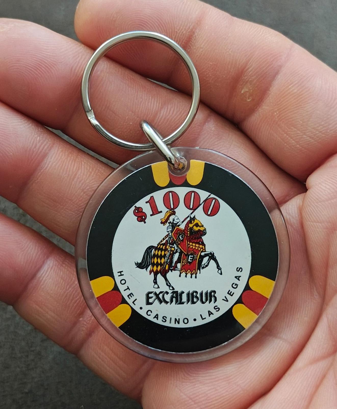 1990s Vintage Excalibur Hotel & Casino Las Vegas $1000 Chip Plastic Keychain