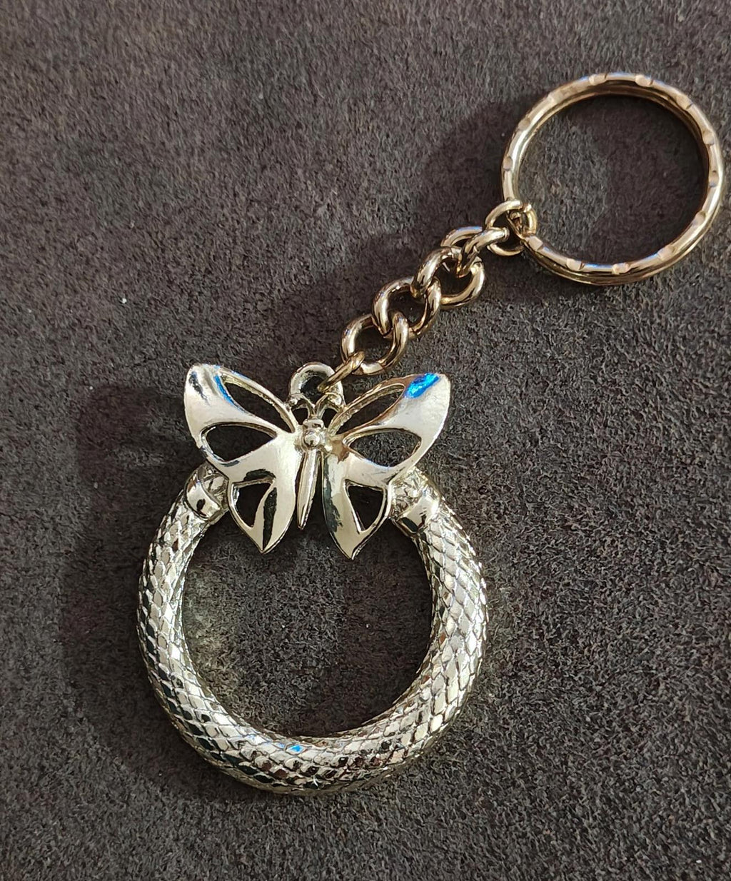 Pretty Gold Tone Butterfly Keychain