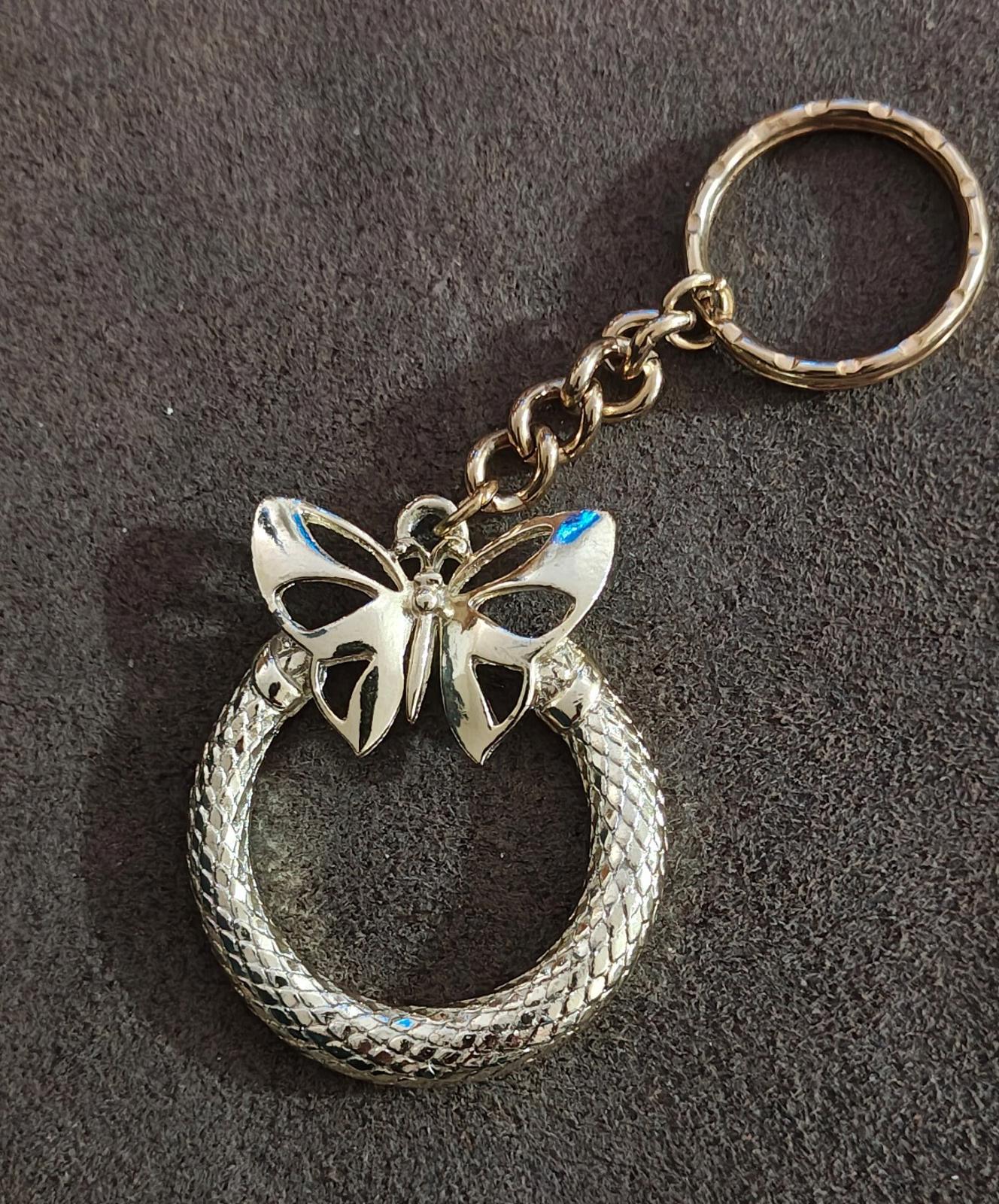 Pretty Gold Tone Butterfly Keychain