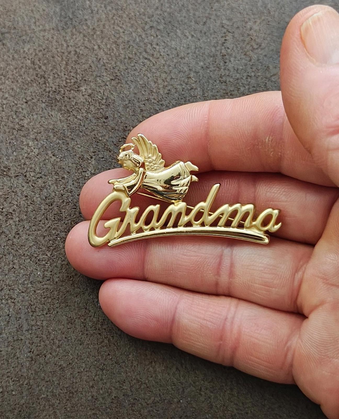 1980s Signed Danecraft Grandma Angel Gold Tone Brooch