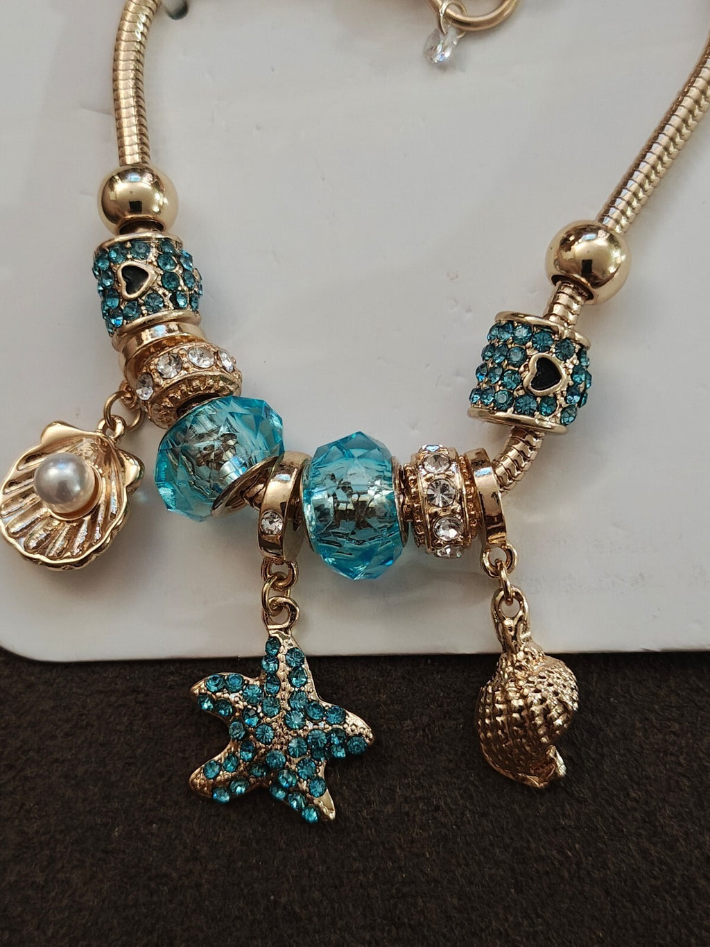 Gem Bella New York Gold Tone Ocean Themed Charm Bracelet New