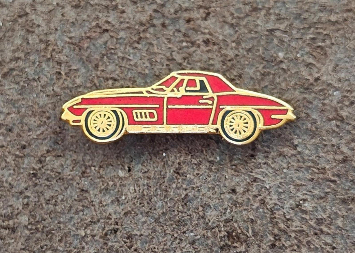 1980's Red Corvette Gold Tone Car Enamel Pin