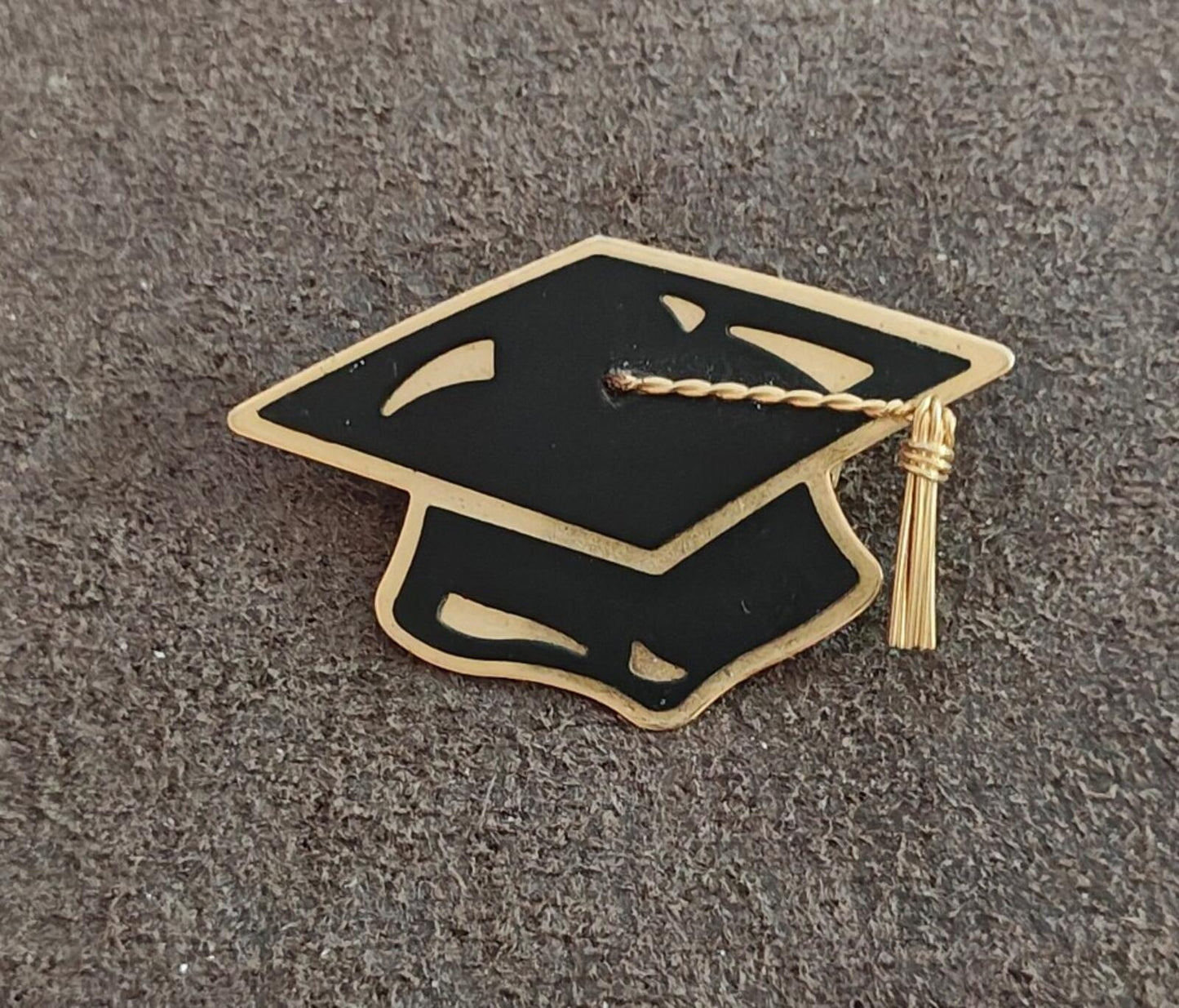 1980s/90s Gold Tone With  Black Enamel Hallmark Graduation Cap Brooch