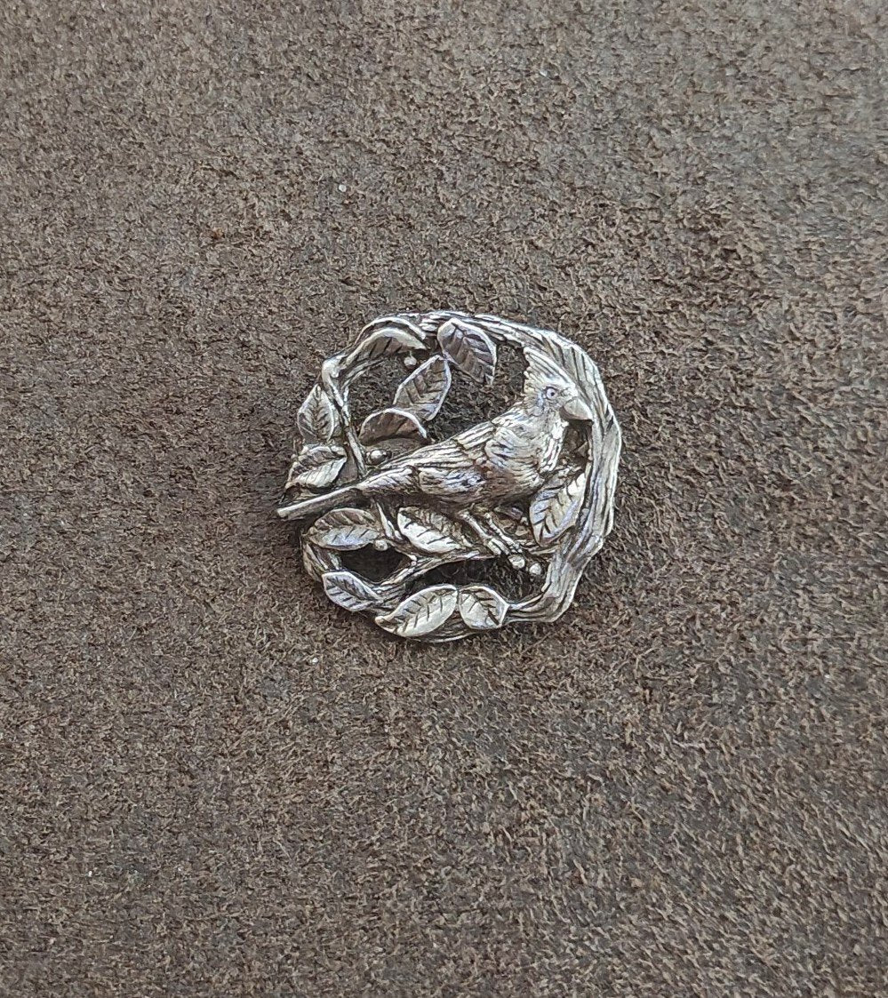 1999 Birds & Blooms Limited Edition Pewter Cardinal Bird Brooch Pin