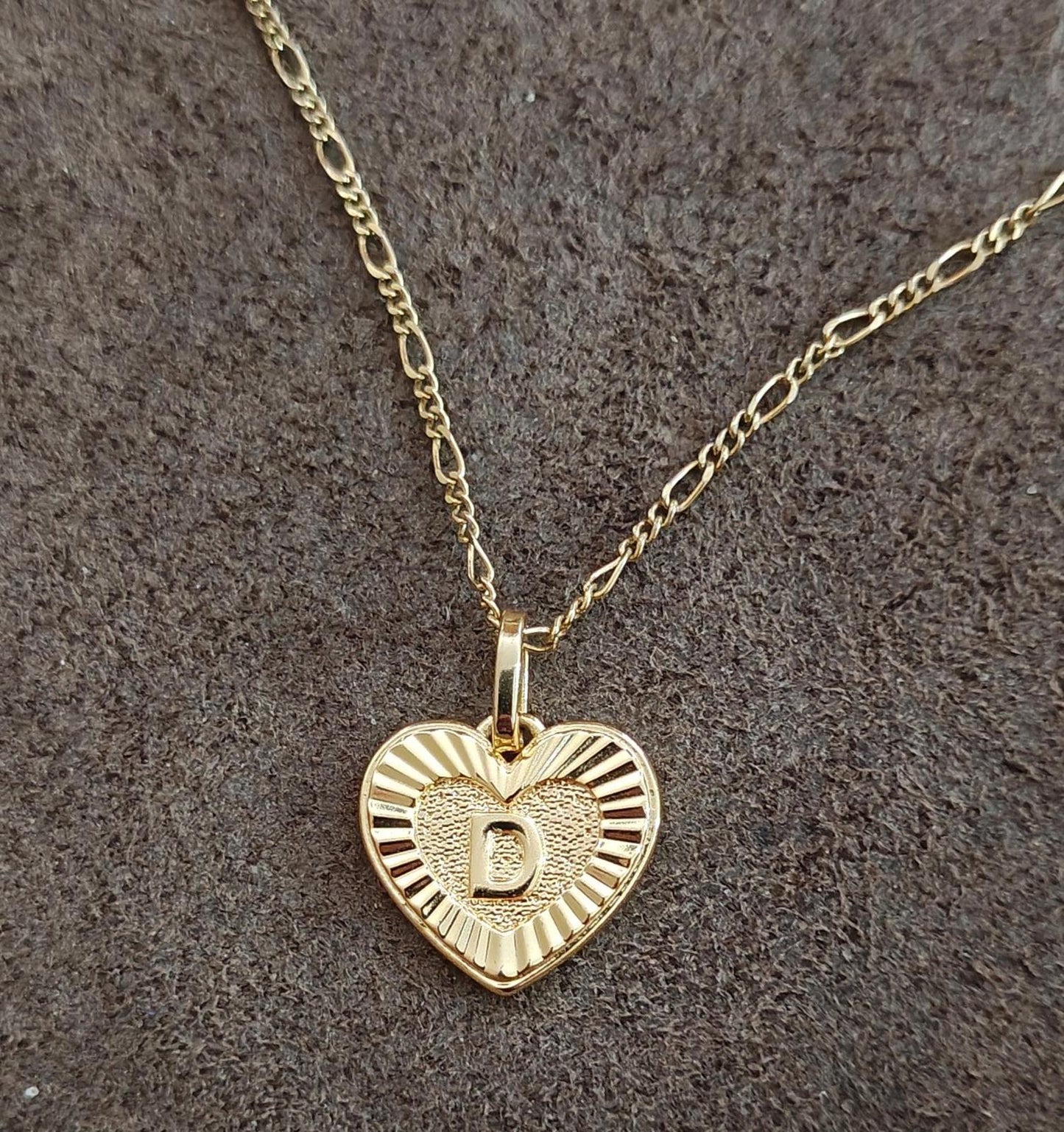 Heart Monogram Initial D Gold Tone Pendant Necklace