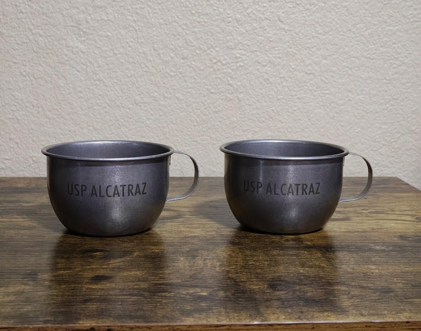 2 Replica USP Alcatraz Inmate Stainless Steel Drinking Cups/Mugs