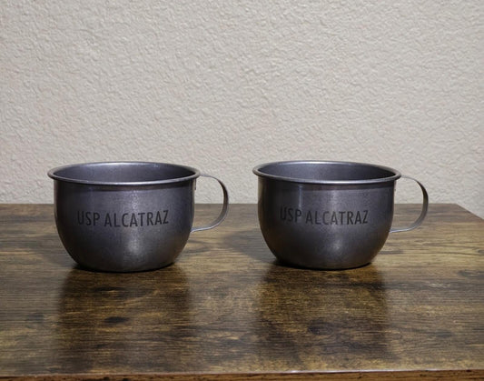 2 Replica USP Alcatraz Inmate Stainless Steel Drinking Cups/Mugs