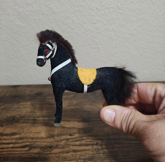 1950/60s Vintage Wagner Kunstlerschutz Flocked Handcrafted Toy Horse Figurine