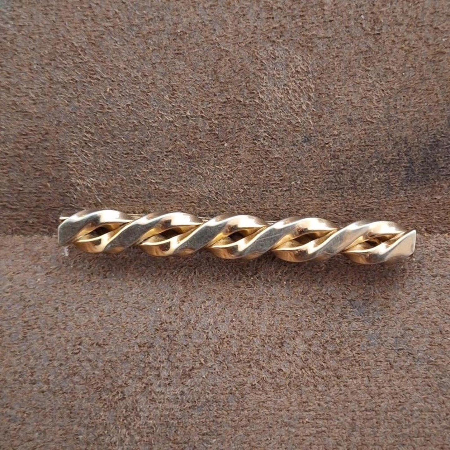 Textured Gold Tone Tie Bar Clip